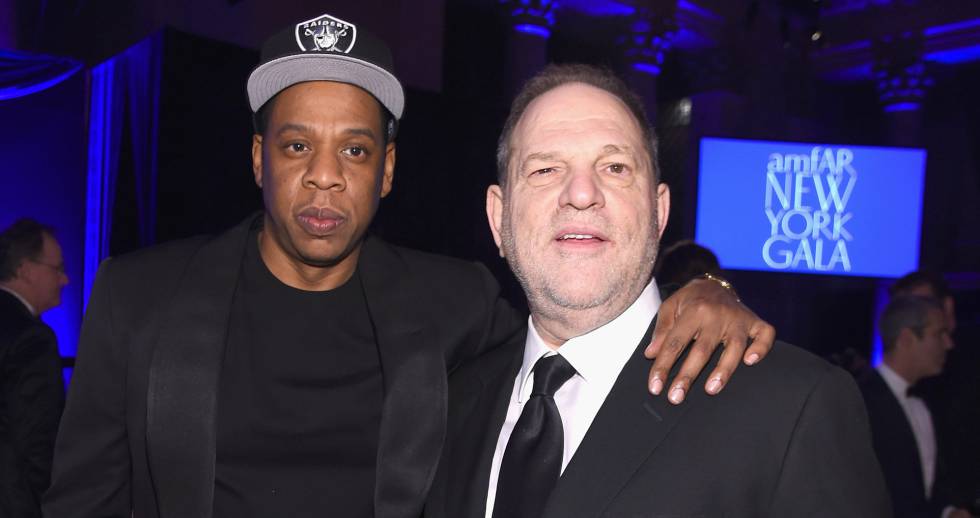 Jay-Z, real name Shawn Carter, with friend and business associate Harvey Weinstein.