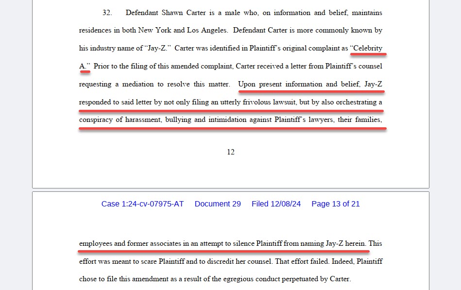 Case 24-cv-07975-AT, SDNY. Jane Doe vs Sean 'Diddy' Combs, Shawn Carter, et al.