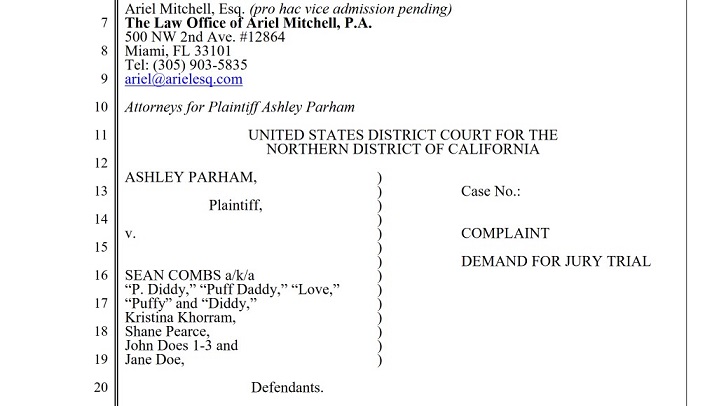 Ashley Parham vs. Sean 'Diddy' Combs et al., Case 24-cv-07191 