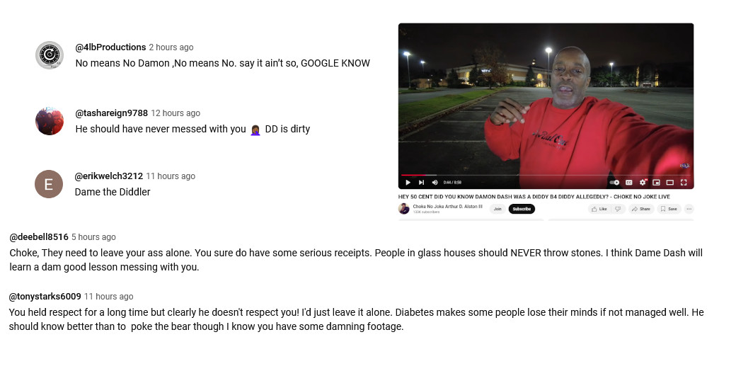 Comments on Choke No Joke's video about Damon Dash being "A Diddy B4 Diddy."